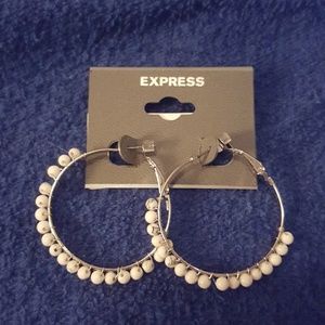 Express wrapped bead hoop earrings